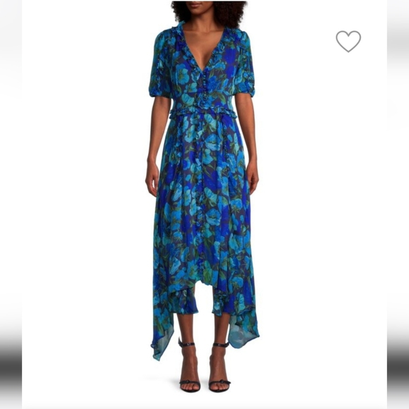 The Kooples Dresses & Skirts - The Kooples Dolce Vita blue maxi floral crinkle formal dress BNWT